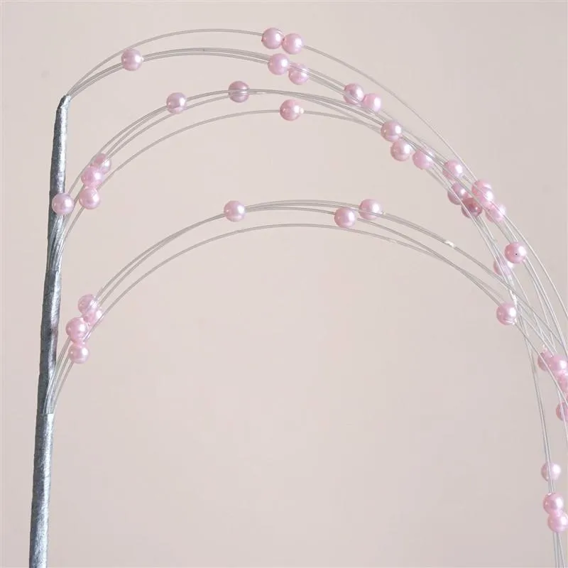 6 Pink Glistening Pearl Sprays Stems Wedding Vase Table Craft DIY Decoration