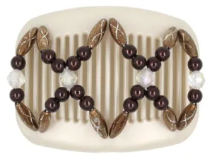 African Butterfly Hair Comb - Dalena White Pearl 22