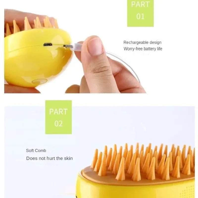 Dog Cat Steamy Brush Steam Brush Electric Sprayer for Massage Pet Grooming tool Shedding 3 in 1 Electric Sprays Massage Combs