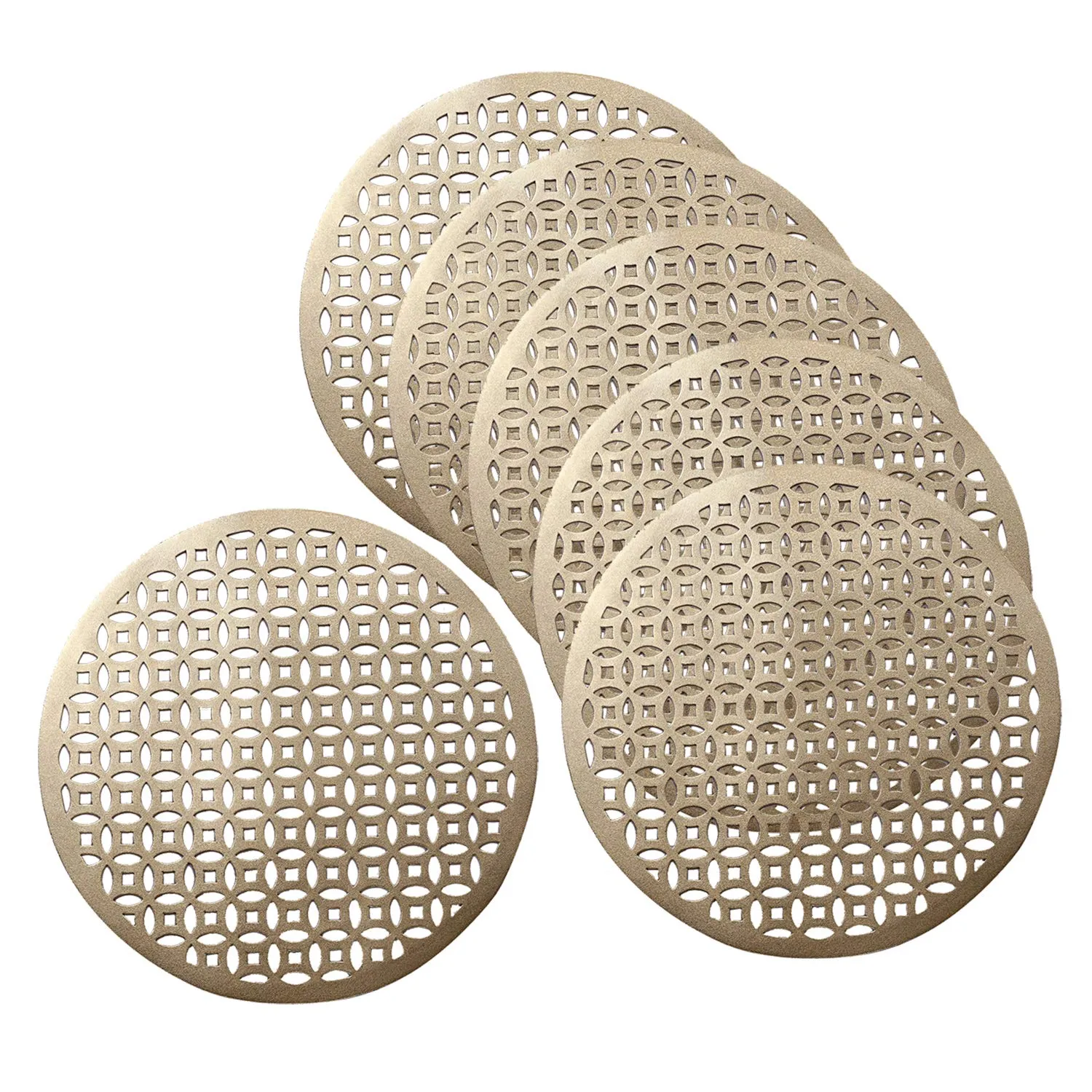 Kuber Industries PVC Soft Leather 6 Pieces Dining Table Placemat Set (Gold) - CTKTC29161