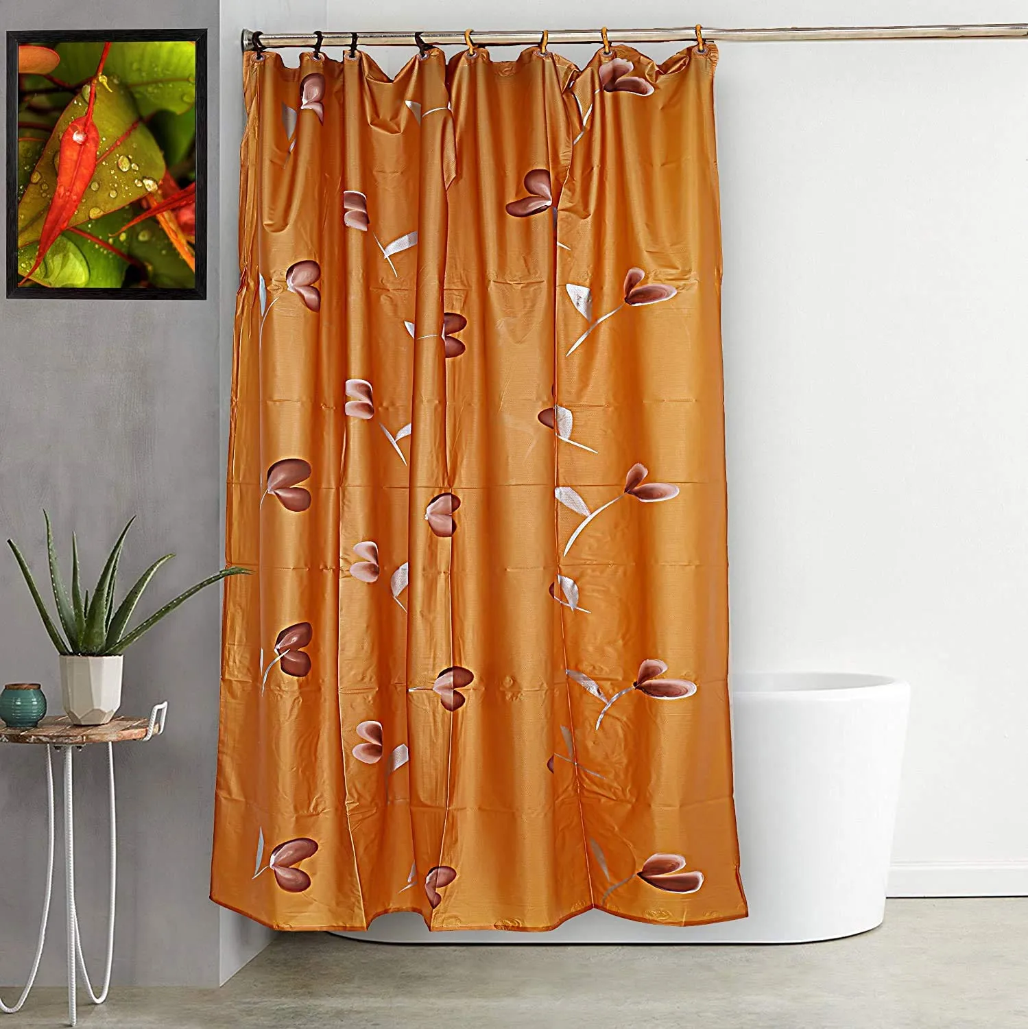 Kuber Industries Shower Curtain & Bathmat Set | Non-Slip Bath mats for Bathroom | Easy-Slide Curtains | Polyester Curtain or Bathmat for Bath Décor | XTL377-3T | 6 Pcs Set | Multicolor