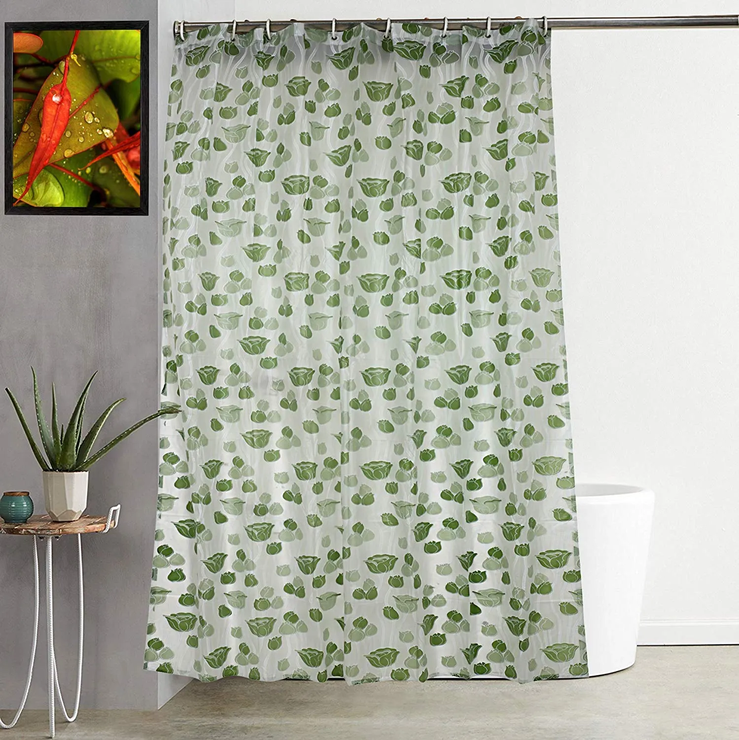 Kuber Industries Shower Curtain & Bathmat Set | Non-Slip Bath mats for Bathroom | Easy-Slide Curtains | Polyester Curtain or Bathmat for Bath Décor | YF9-3T | 18 Pcs Set | Multicolor