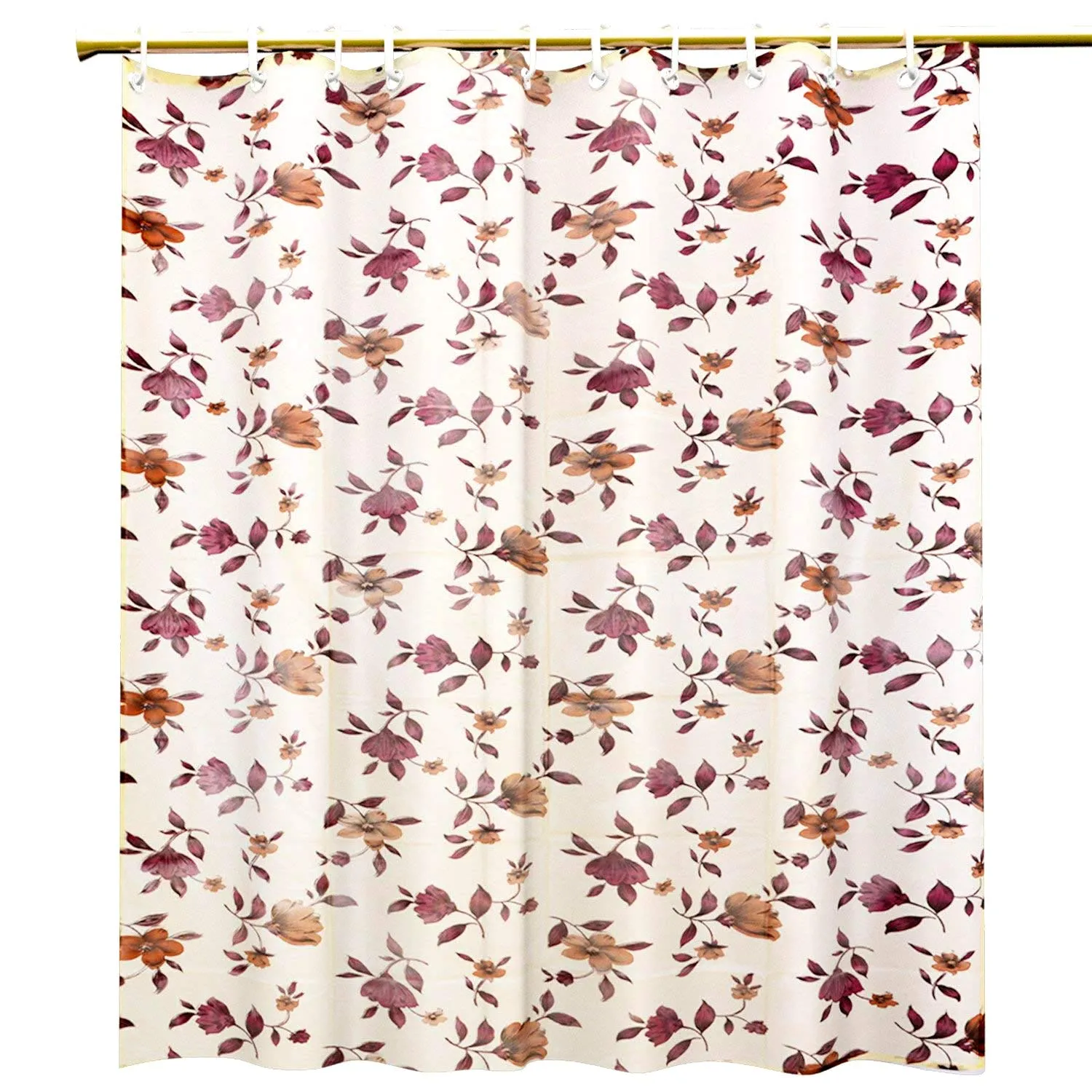 Kuber Industries Shower Curtain & Bathmat Set | Non-Slip Bath mats for Bathroom | Easy-Slide Curtains | Polyester Curtain or Bathmat for Bath Décor | YX0154-3T | 9 Pcs Set | Multicolor