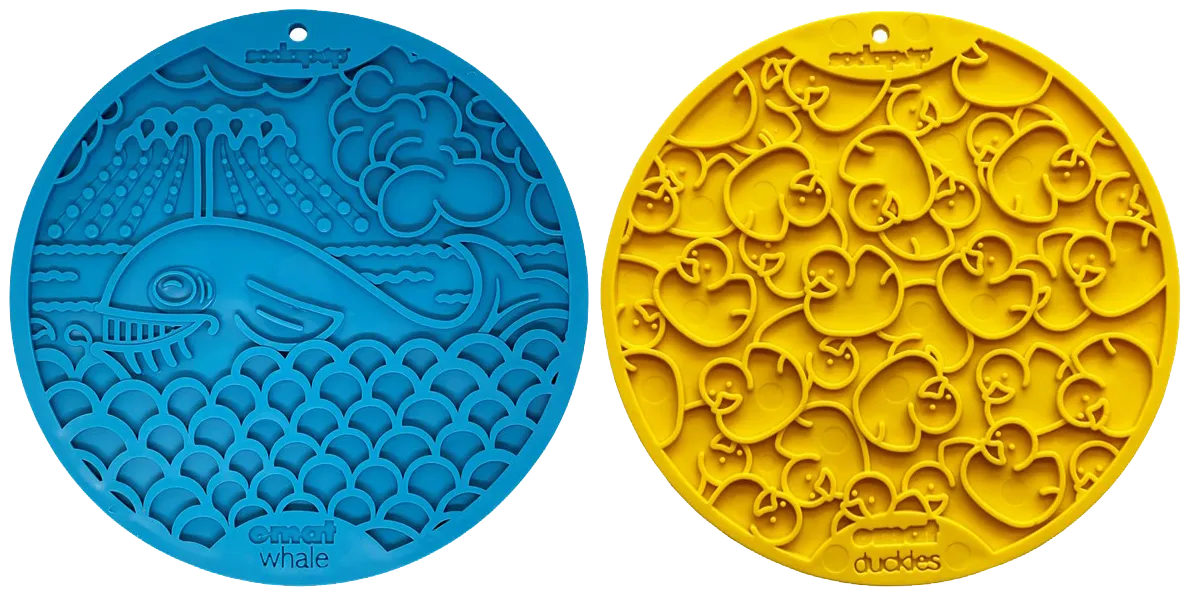 Large Blue Whale & Large Yellow Duckies Bathtub eMat Lick Mat Bundle