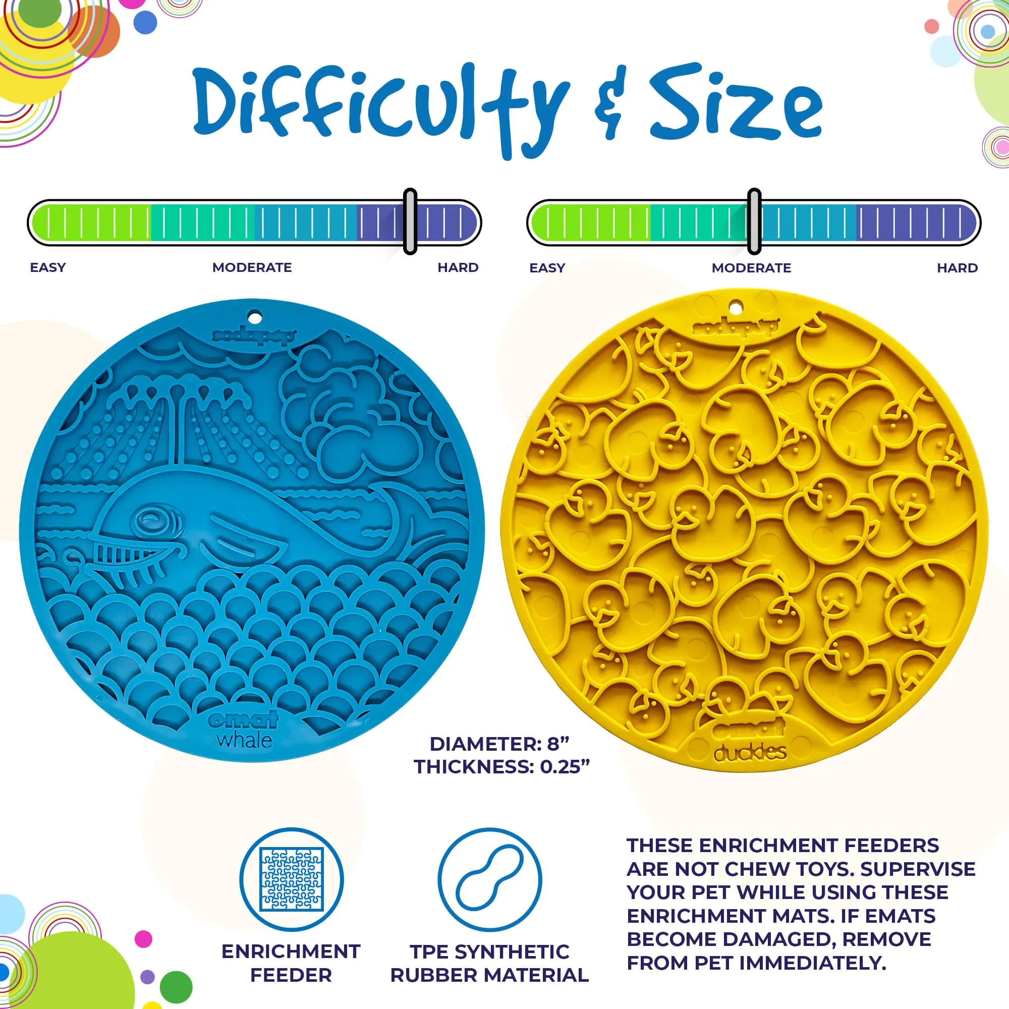 Large Blue Whale & Large Yellow Duckies Bathtub eMat Lick Mat Bundle