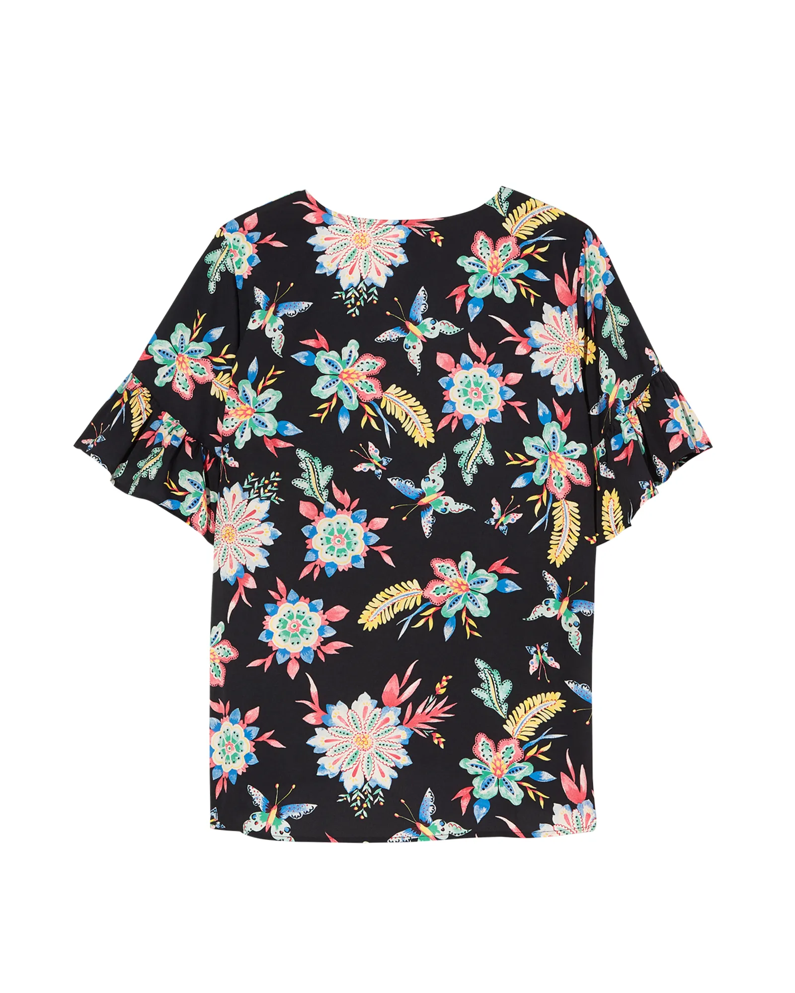 Nathalie Mid Sleeve Blouse | Black / Pink