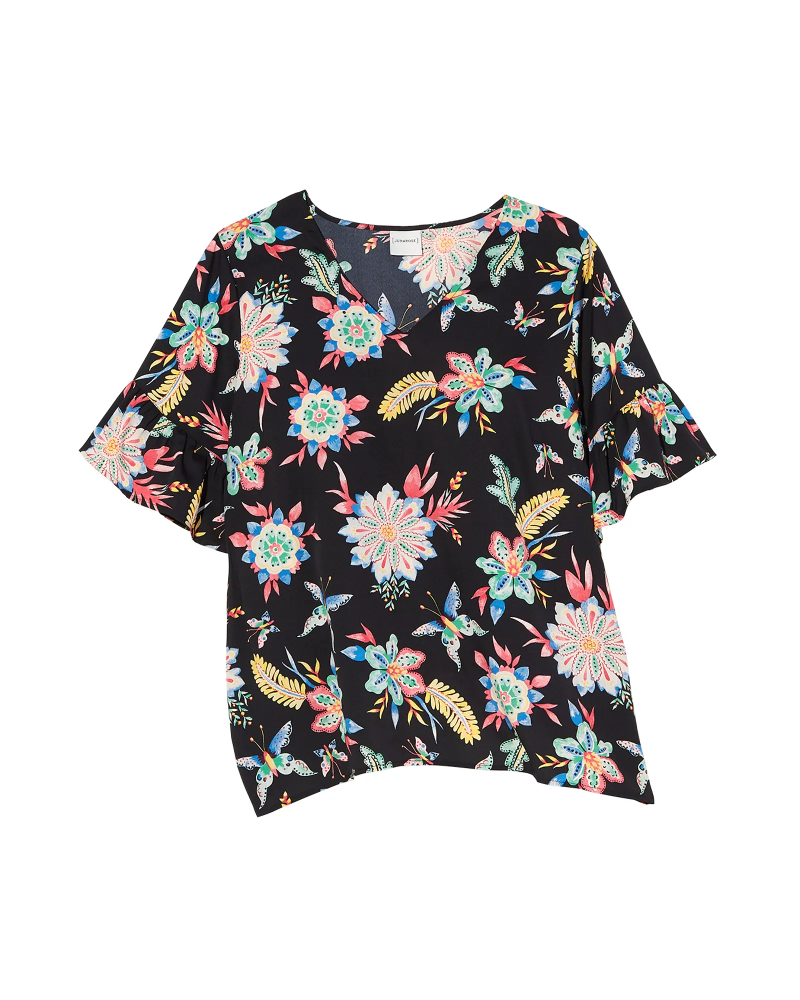Nathalie Mid Sleeve Blouse | Black / Pink