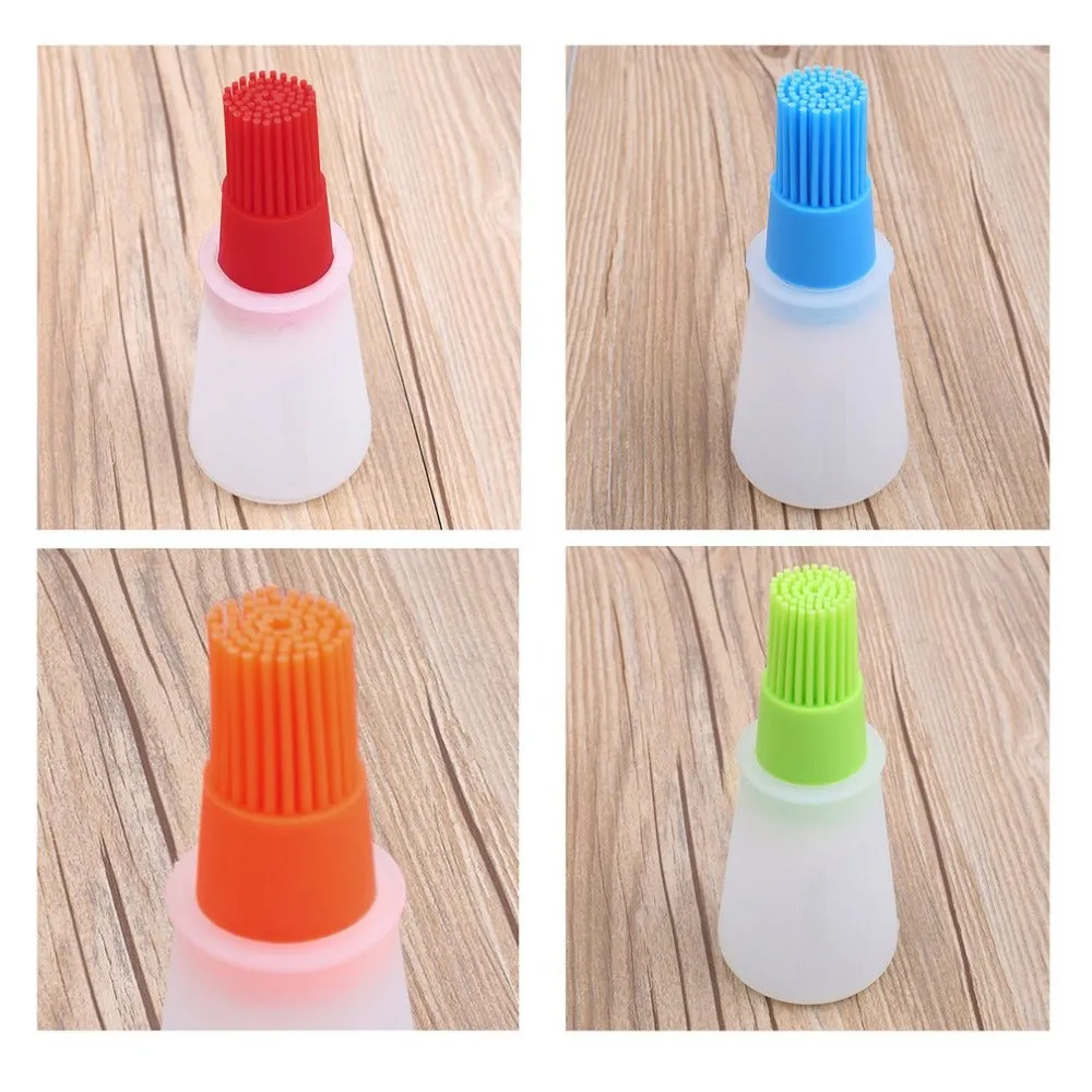 Portable Silicone Oil Bottle with Brush - 3 Pc