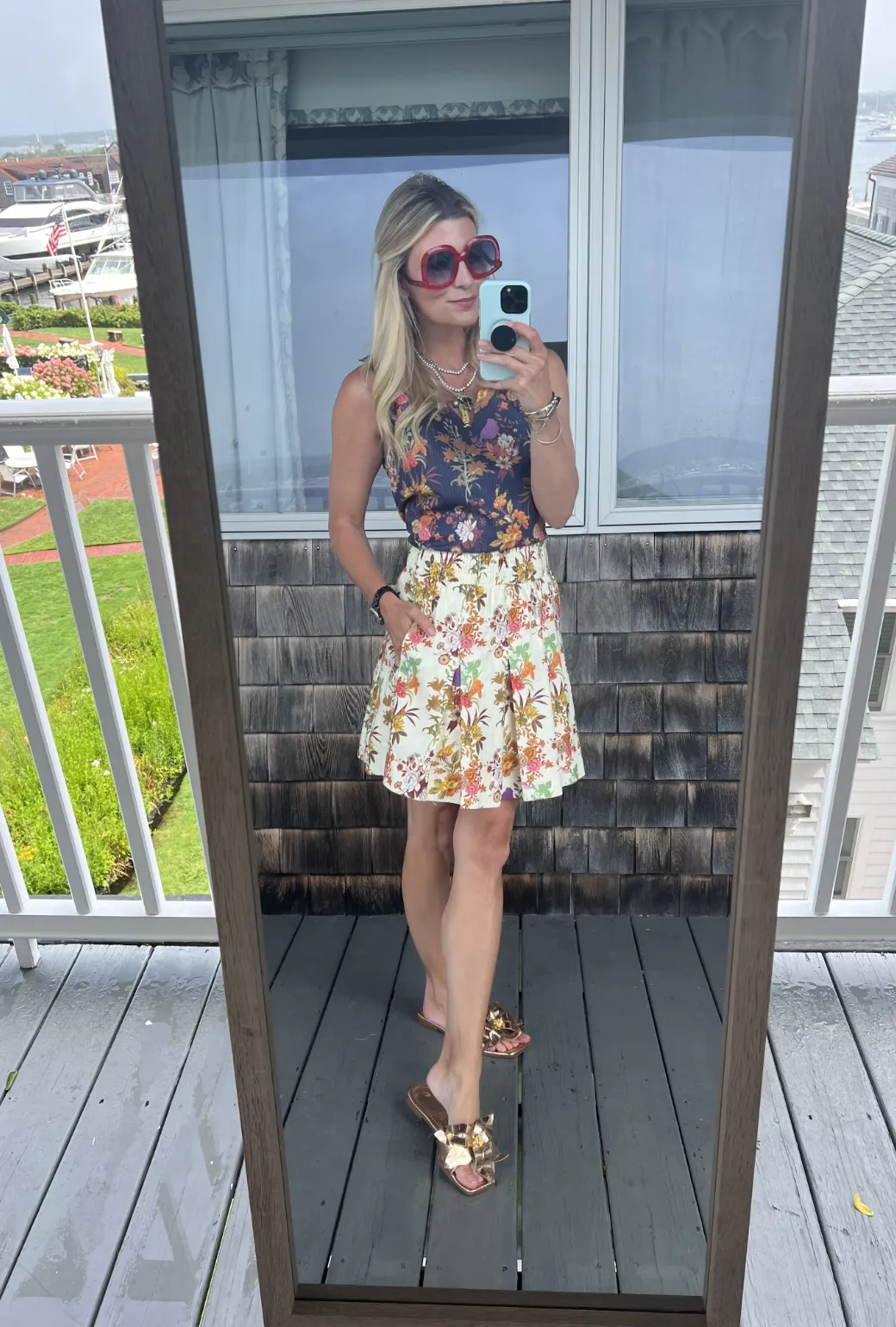 SAMPLE - Le V Mod Top - Navy Botanicals