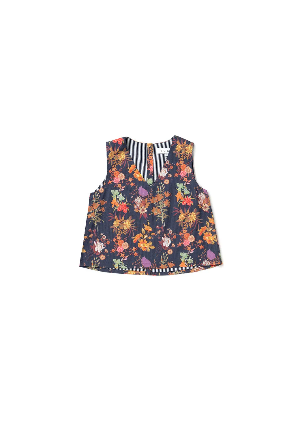 SAMPLE - Le V Mod Top - Navy Botanicals