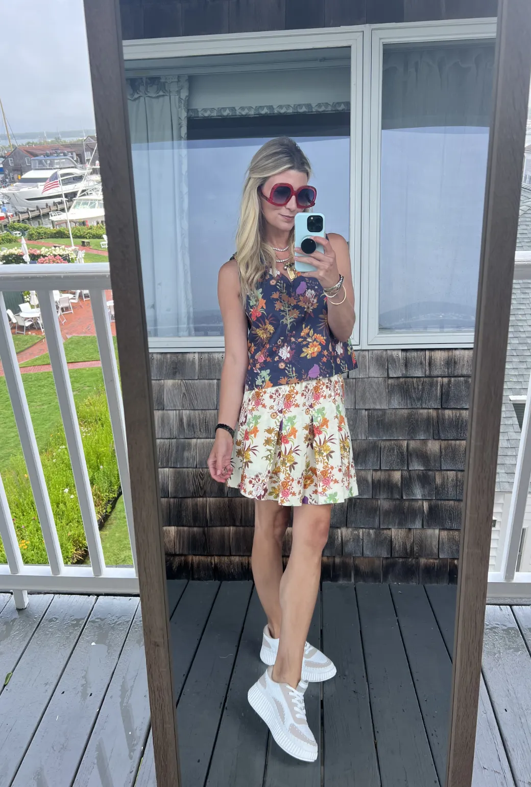 SAMPLE - Le V Mod Top - Navy Botanicals