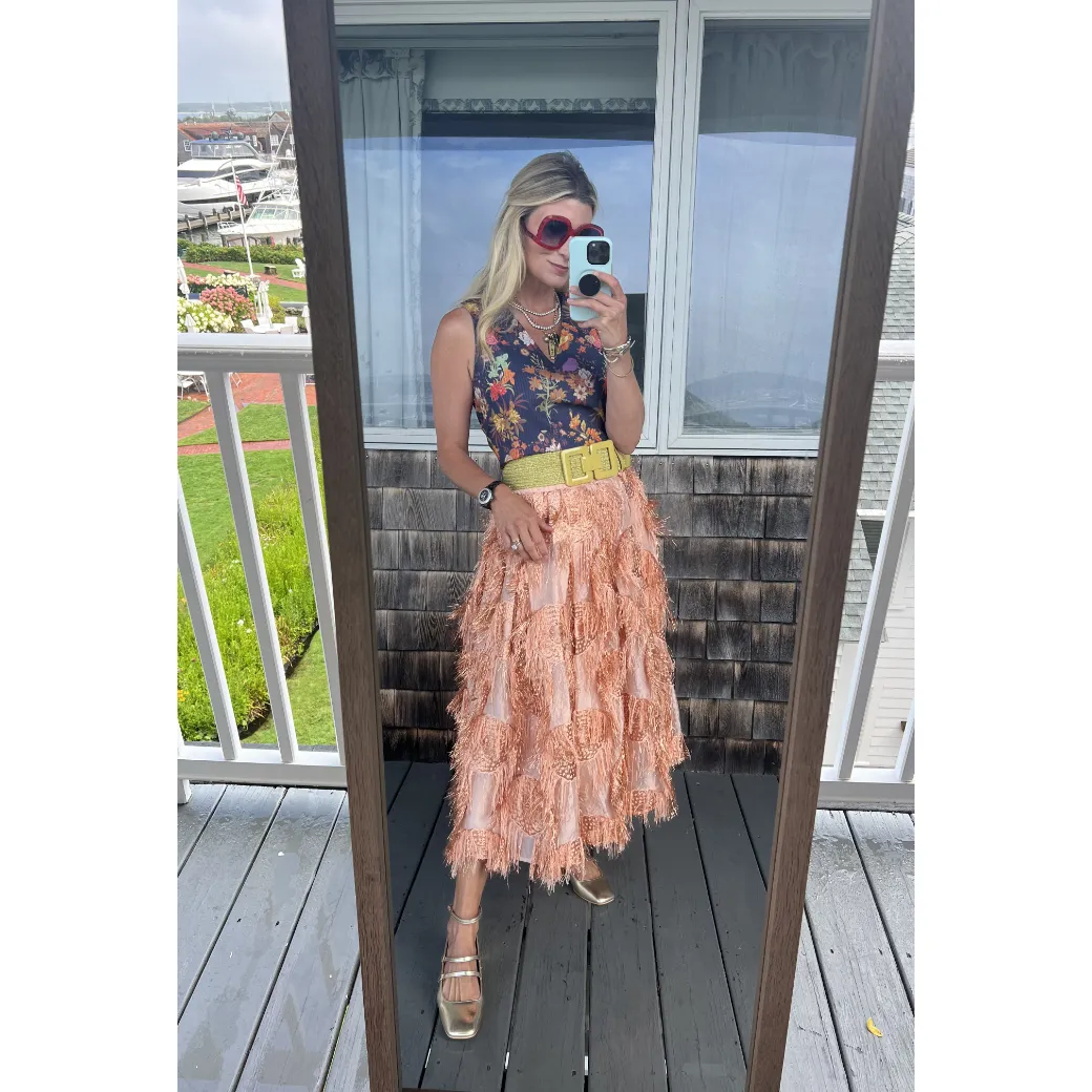 SAMPLE - Le V Mod Top - Navy Botanicals