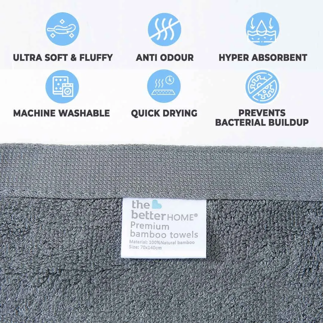 The Better Home Bamboo Bath Towel for Men & Women | 450GSM Bamboo Towel | Ultra Soft, Hyper Absorbent & Anti Odour Bathing Towel | 27x54 inches (Pack of 1, Dark Grey)